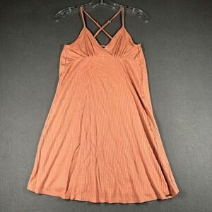 Volcom Dress Womens XS Pink Ribbed Knit Cami‎ Mini Sleeveless Criss Cross Casual